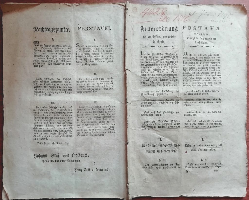 Požarni red, 1795